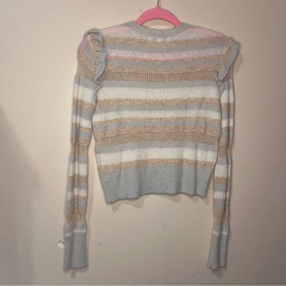 INTERMIX Elmore Ruffled Striped Sweater. Size P (XS) - Picture 8 of 8